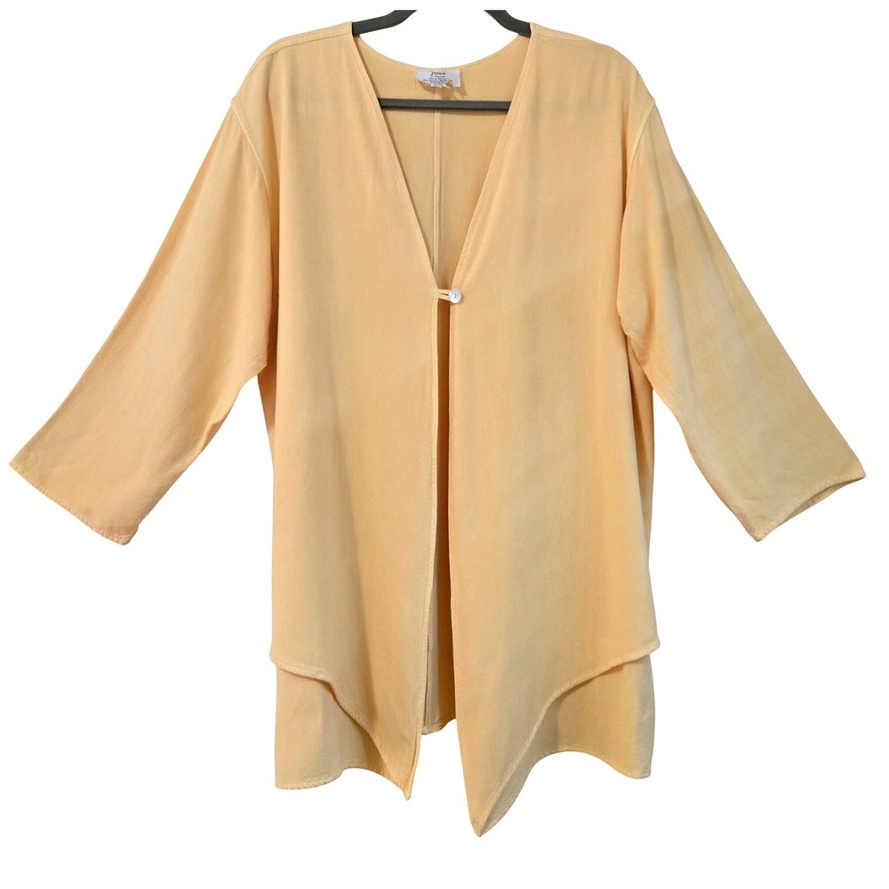 Vintage Jules of Morocco Women's Lagenlook Yellow Asymmetric Layered Tunic Sz L